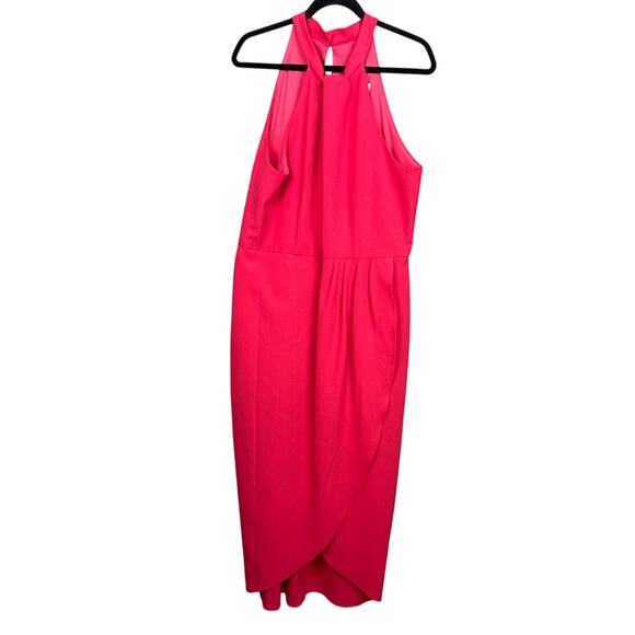 Julia Jordan Plus Size Knot Tulip Hem Dress Melon Pink SZ 16  Barbiecore Glam - Picture 4 of 10